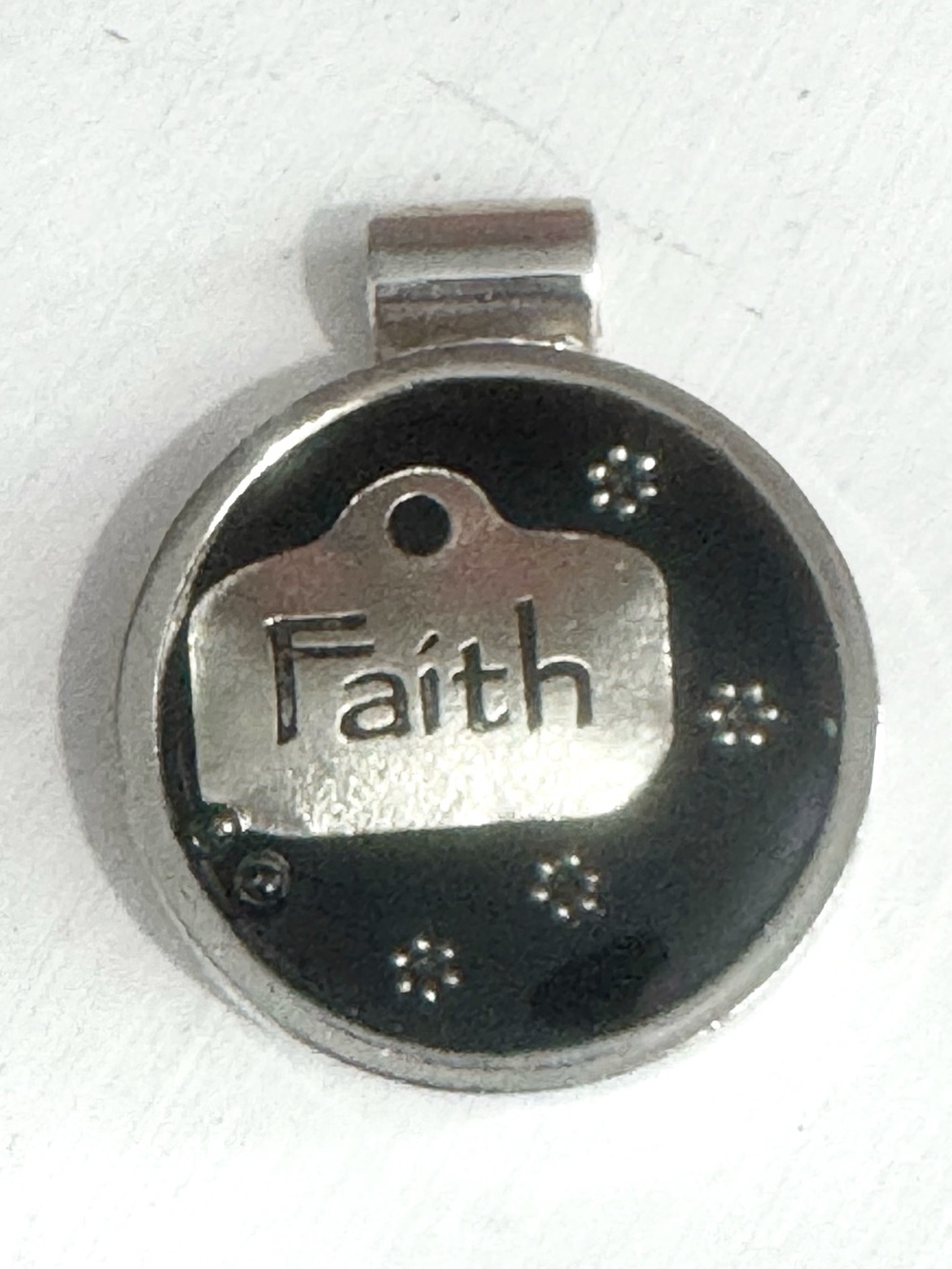 Vintage Faith Silver Tone Pendant for Necklace Religious Jewelry